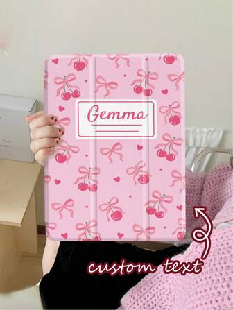 Ayotu Cherry Bow Notebook Illustration Customized Tablet Protective Case, Suitable For Samsung Galaxy Tab S7/S8, Tab A7 Lite 8.7 Inch, IPad Mini 4/5/6/7, Supports Auto Sleep/Wake, Built-In Pencil Slot, Multi-Angle Adjustable. Ideal For Work, Entertainment And Office Use. Perfect Gift For Anniversary, Birthday And Holidays For Yourself, Friends, Colleagues And Family.