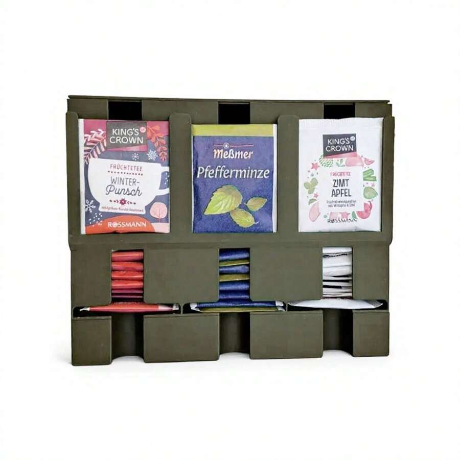 ORIZZONTE Porta Bustine da Tè Verticale,Organizer con Scomparti,porta tè verticale,Contenitore per bustine di tè, Organizzatore bustine tè,Dispenser Porta Bustine da Tè, Porta bustine infusi, 21*8.5*17.5cm, 100% Made in Italy - Argilla - Visualizzare 1