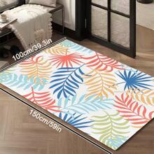 1pc Beautiful Bohemian Leaf Pattern Area Rug, Modern Washable Plush Soft Large Size Carpet For Living Room Bedroom Office, Tropical Palm Leaves Rug, Long Runner Entryway Indoor Mat, All Season Home Decor