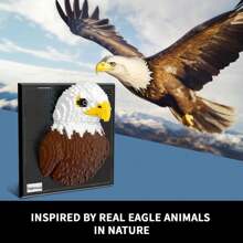 3D Wall Art Shark Eagle Bird Animal Micro Mini Building Blocks Set For Adults, Unique Home Wall Decoration Or Desktop Display, Suitable As Creative Birthday Gift Toy (1924 Pieces) Not Compatible With