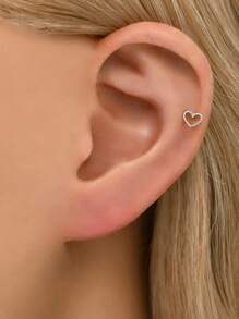 1 paio di orecchini a cuore cavo in argento sterling 925, caratterizzati da un design elegante e minimalista, ipoallergenici e adatti all'uso quotidiano da parte di donne e ragazze