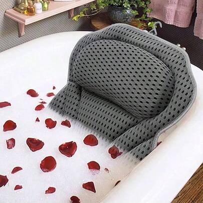 1 Piece Bath Pillow, Bathtub Pillow, Neck Support Cushion, Bathtub SPA Mat, Relaxing Head Rest Bathtub Pillow, Portable Washable Bathtub Accessory With 4D Breathable Mesh Thick Soft Bath Pillow