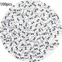100/200/300/500/1000pcs Acrylic Letter Beads Jewelry Making Kits, Bohemian Style Beads For DIY Bracelets, Necklaces, Keychains - Hollow Letter Beads Mixed With Game & Friendship Themed Beads - Black and White - View 20