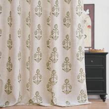 Vangao 2 Pcs Linen Boho Printed Rod Pocket Curtains Good Quality Semi Sheer Protecting Privacy Curtains Nice Fabric Thick Beautiful Drapes Gorgeous And Modern Perfect Window Treatments For Living Room