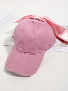 2 件女士时尚粉色可拆卸蝴蝶结装饰 + 棒球帽，甜美风格适合户外、购物、派对装