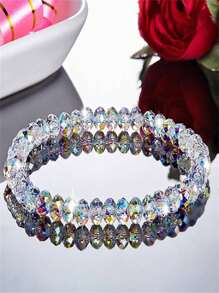 1pc Women's Minimalist Crystal Beaded Bracelet, Elegant Luxury Fashion Accessory