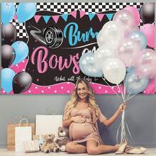 1pc Burnouts Or Bows Gender Reveal Decoration Bows Or Burnouts Backdrop Gender Reveal Party Supplies Blue Or Pink Baby Shower Banner Photography Background - Multicolor - View 4
