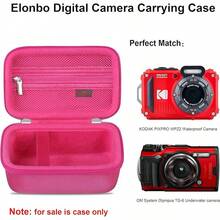 Elonbo Carrying PIXPRO WPZ2 Rugged Waterproof Digital Camera, Shockproof WiFi 4K Video Digital Camera Storage Cover Bag, Mesh Pocket Fits Battery Card. Black - 覆盆子佈料 - 查看 2