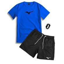 Set Kit 100% Cotton T-Shirt And Printed Tectel Shorts MZN + WATER-APPROVED DIGITAL WATCH - 藍色 - 查看 2