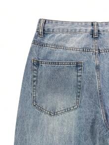 leev Men's Casual Distressed Wide Leg Jeans - Blue - View 7