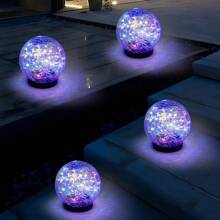Solar Powered Cracked Glass Ball Outdoor Lights - Garden Pathway Lights With Ground Stakes, Charged 2 Hours, 6-8 Hours Usage, Ideal For Easter, Wedding Decor, Yard, Lawn And Walkways