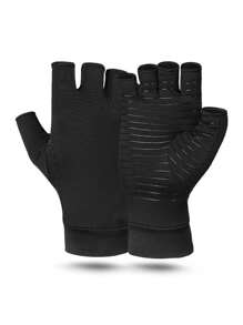 1 par de luvas de compressão sem dedos de cobre para homens e mulheres, adequadas para massagem, ciclismo, direção, exercícios, treinamento, condicionamento físico e atividades ao ar livre