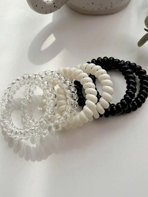 6pcs Smooth High Elastic Durable Rubber Bands Transparent Hair Ties Ponytail Holder Simple Hair Accessories
