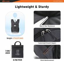 15L/20L Foldable Hiking Backpack Lightweight Packable Travel Daypack With Chest Strap Small Folding Pack For Walking - Black - View 5