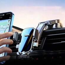 1pc New Car Air Vent Phone Holder, Automatic Lock Suction Cup Mount Bracket, Compatible With Apple & Android Phones, Gift For Birthday, Family, Friends, Car Accessories, Car Phone Holder - Black - View 17