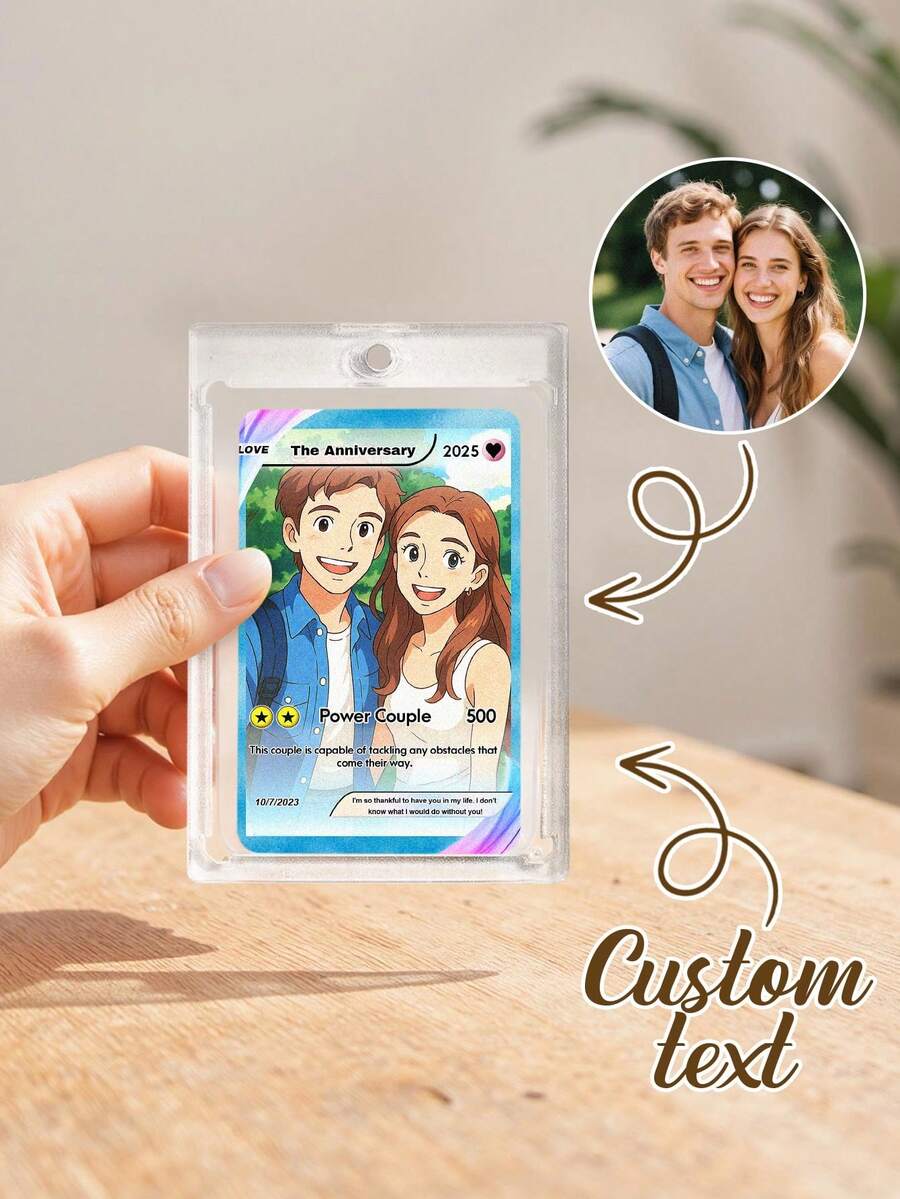 1pc Customized Metal Card, Personalized Gaming Style Card, Customizable Gift Card, Father's Day Gift For Dad, Grandpa - Multicolor - View 1