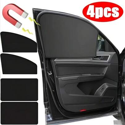 مجموعة من 4 قطع ستائر شمسية مغناطيسية، ذات حماية قوية من الأشعة فوق البنفسجية وخصوصية، إكسسوارات داخلية أساسية مناسبة لنوافذ السيارة الجانبية. ستائر معزولة من البوليستر، تمنع الأشعة فوق البنفسجية وتحمي الخصوصية، مناسبة لمعظم قطع غيار السيارات