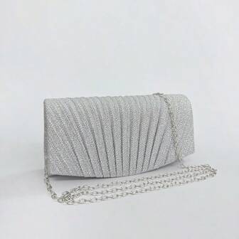 Mini Pleated Glitter Chain Handbag For Banquet, Party, Wedding