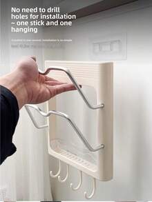 卷发器支架收纳架，壁挂式收纳架，无需钻孔，适用于卧室和浴室桌面卷发器和直发器，带挂钩隔热罩 - 彩色 - 查看 5