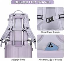 Carry On Backpack Personal Item Travel Backpack For Women Airline/Flight Approved Waterproof Sports Luggage Casual Daypack Small Hiking Backpack Purple - 紫色 - 查看 9