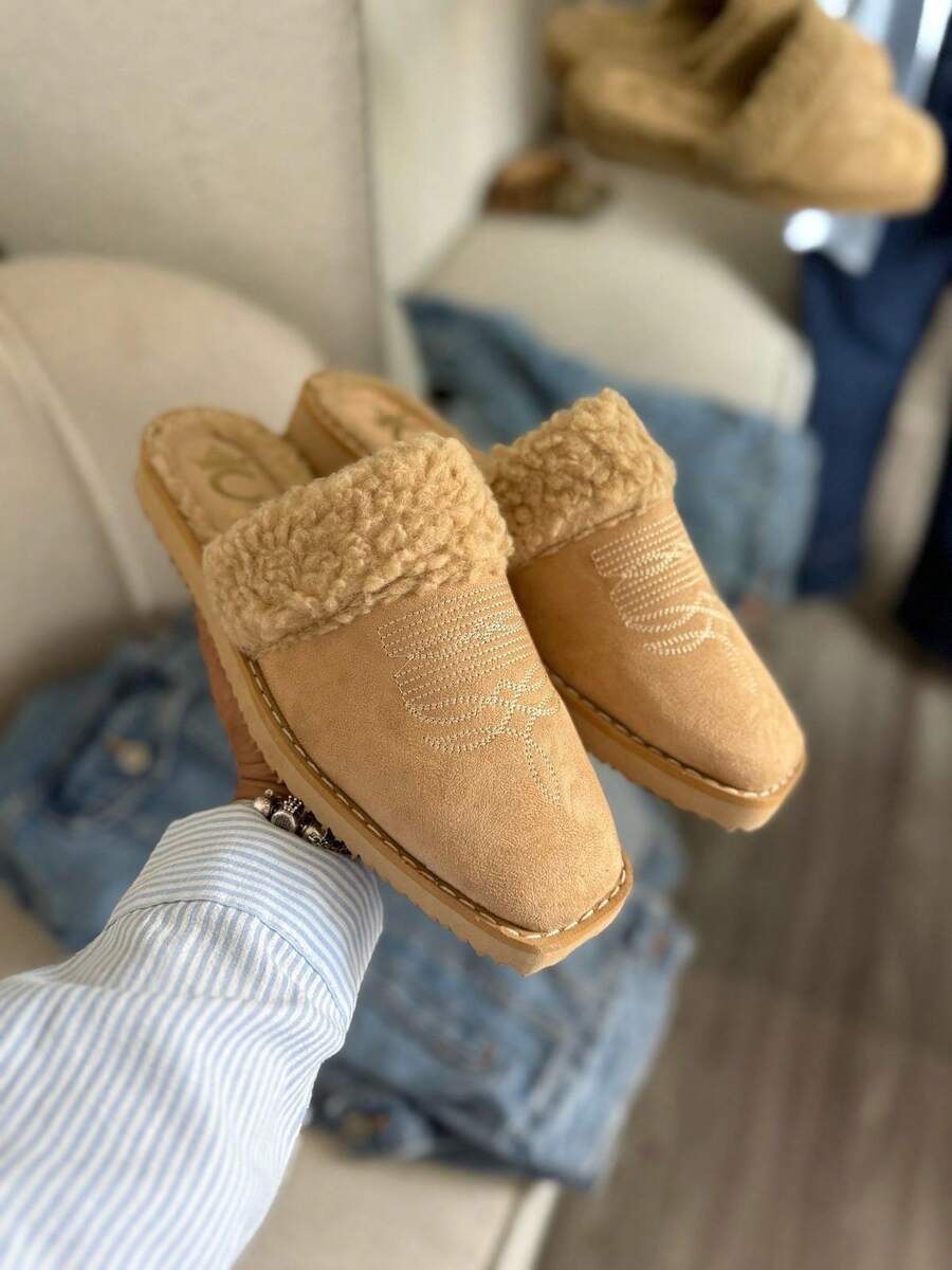 suecos vaqueros, occidental, pantunfla para exterior, estilo vaquero, zapatos planos, mules vaqueros, de estilo no deslizante, invierno, estilo bohemio, moda cobwoy
