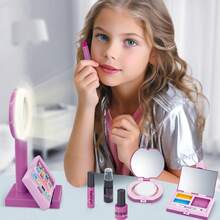 儿童过家家化妆玩具套装，包含女孩手提包、手机、车钥匙、化妆品玩具套装，学习换装，适合生日、新年礼物 - 彩色 - 查看 7