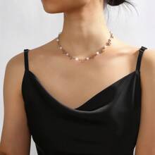 1 Stück Boho-Stil handgemachte goldene Halskette mit Kunstperle und Seestern, einfache elegante Halskette mit hochwertiger Ausstrahlung, geeignet für den täglichen Gebrauch, Strandurlaub, Dates, Geschenk für Familie/Freunde