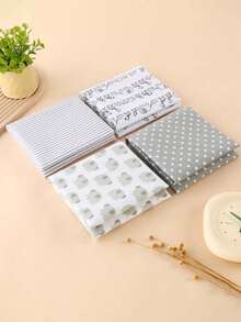 4 件婴儿法兰绒襁褓、新生儿毯子包裹、婴儿接收毯、婴儿印花襁褓毯包裹