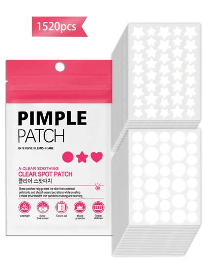 1520 adesivi per il viso contro l'acne. Applicabili in varie occasioni. Delicati e non irritanti, adatti sia a uomini che a donne. Disponibili in diverse varianti: rotondi e a forma di cuore. 1140/720/304/152/76 pezzi.