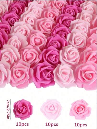 30pcs Artificial Rose Heads, Rose Artificial Flowers Rose Heads For DIY Wedding Bouquets, Centerpieces, Party Decorations, Bridal Shower, Home Decor, Spring/Summer, St. Patrick's Day, Easter Decoration