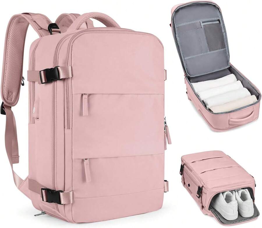 Personal Item Travel Backpack For Women Airline Approved Carry On Backpack Flight Approved Waterproof Sports Luggage Backpack Casual Daypack Small Hiking Backpack Pink Backpack - Pink - View 1