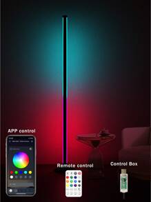 NBBUFF 47 Zoll RGBIC Ecken Stehlampe für Heim-Dekoration, Farbwechsel Ambiente Beleuchtung mit App, Fernbedienung und Steuerbox, Musiksynchronisation, Zeitsteuerung, Eckenlampe für Wohnzimmer-Dekoration, Schlafzimmer und Gaming Zimmer