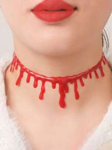 Colar com cicatriz sangrenta de Halloween, colar falso com sangramento e sangue, acessório para cosplay, estilo europeu e americano