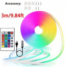 Bandă luminoasă decorativă pentru dormitor, 4,8 m, bandă luminoasă neon cu LED-uri RGB, telecomandă cu 24 de taste, lumini neon, design DIY flexibil pentru dormitor, living, jocuri, decorațiuni pentru petreceri, benzi neon LED, lumini LED, bandă LED, lumini LED pentru cameră, lumini LED 4,8 m - RGB - Vizualizare 16