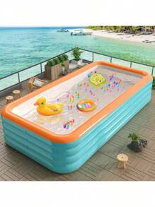 3-Ring 4-Ring Oversize Family Friendly Giant Inflatable Swimming Pool, Thick PVC, Foldable Portable Summer Water Park