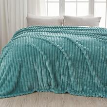 Super Soft King Blanket Pink Premium Silky Flannel Fleece 3D Ribbed Jacquard Lightweight Bed Blanket All Season Use (Pink Ribbed, King(90"X110")) - 淺青色羅紋 - 查看 9