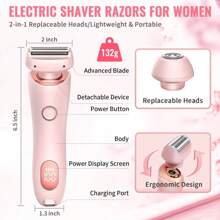 Electric Razors Shaver For Women, 2-IN-1 Women Electric Razor For Leg Arm Face Pubic Area, Cordless Bikini Trimmer Hair Removal For Women With Detachable Head, Painless,Wet & Dry ,Portable Battery-Operated Electric Shaver Epilator & Eyebrow Trimmer For Women - Miniature Facial Hair Removal Device For Face And Body Portable Hair Trimmer Electric Epilator Eyebrow Shaping Tool, Mini Facial Hair Remover, Face Shaver For Women