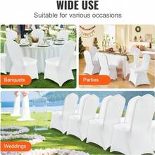 100 Pcs White Chair Covers Polyester Spandex Chair Cover Stretch Slipcovers For Wedding Party Dining Banquet Flat-Front Chair Covers