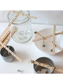 TOEDO 50个木制烛芯固定器，蜡烛模具固定支架，多孔/单孔木制支架，蜡烛制作中心定位杆 - 多色 - 查看 5