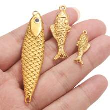 1pc Stainless Steel Fashion Design Small Fish Big Fish Pendant DIY Necklace Earrings Jewelry Accessories Making Gift