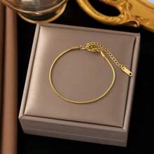 1 pieza Pulsera de cadena de acero inoxidable con diseño de hueso de serpiente en color dorado, elegante y de moda, adecuada para uso diario, Día de San Valentín, fiestas, regreso a la escuela y temporada de graduación