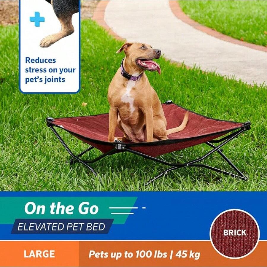 Coolaroo On-The-Go Elevated Dog Bed - Foldable Pop-Up Travel Dog Bed With Breathable, Moisture-Resistant Fabric, Carry Bag Included, Lightweight & Portable, Emerald Green, Standard - Brick - 查看 1