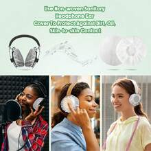 100Pcs/20pcs/Pcs Disposable Headphones Ear Covers For Over Ear Headset Earcup, Stretchable Sanitary Ear Pads Cover, White Headset Ear Covers Non Woven Headphone Earpads Covers - Multicolor - View 2