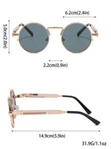1 par de gafas redondas de estilo steampunk de moda para hombres, con diseño de patilla de resorte, adecuadas para deportes al aire libre, ciclismo, conducción, pesca, viajes y vacaciones en la playa