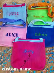 Personalized Kids Beach Bag, Seashell Bag, Toddler Beach Tote, Summer Pool Bag, Kids Travel Bag, Beach Bucket Bag