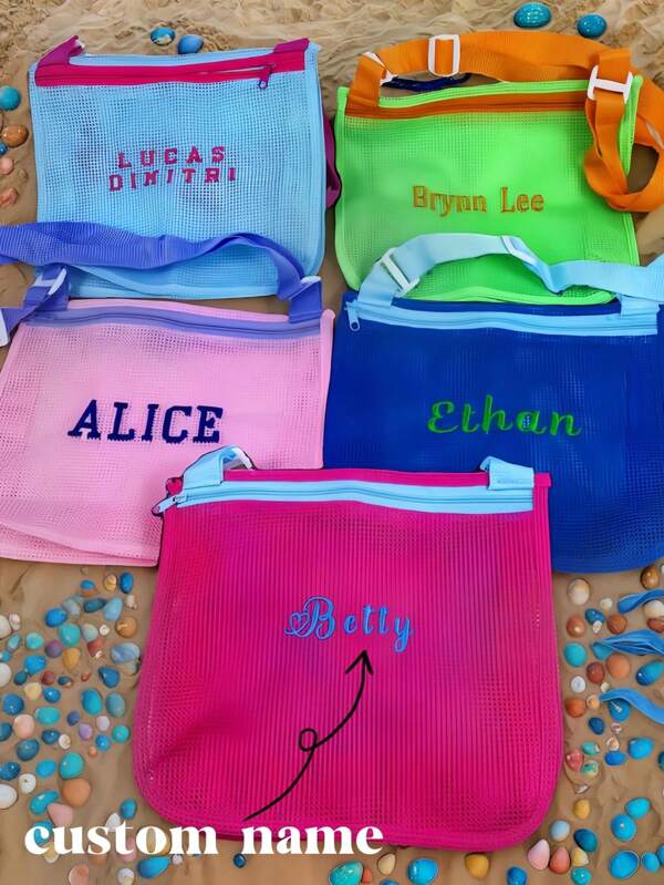 Personalized Kids Beach Bag, Seashell Bag, Toddler Beach Tote, Summer Pool Bag, Kids Travel Bag, Beach Bucket Bag