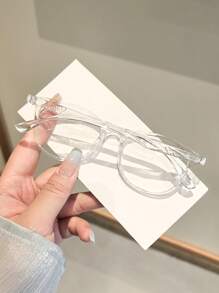 1 pieza Gafas de mujer con montura cuadrada de acrílico negro de estilo casual y ligero para usarlas con ropa diaria, decoración, uso estudiantil diario y regreso a la escuela