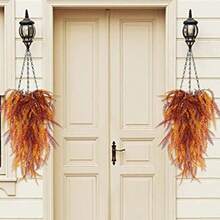 1/2/4 件秋季悬挂植物人造波士顿蕨户外抗紫外线绿色塑料藤蔓用于卧室墙壁花园婚礼派对感恩节秋季装饰