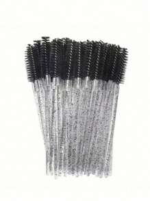 100 pièces/50 pièces/10 pièces Applicateurs de mascara jetables, brosses à cils en nylon, applicateur d'extension de sourcils sans parfum avec tige en plastique ABS, pour peau normale - mascara et mise en forme des sourcils, utilisation en salon et à domicile, set de baguettes roses et noires