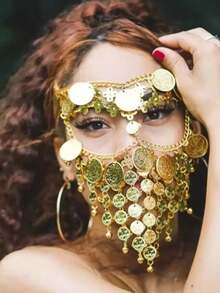 Mặt nạ nhiều lớp bằng kim loại hình đồng xu có tua rua, thích hợp cho Giáng sinh, Halloween, hộp đêm, lễ hội hóa trang, lễ hội, cá nhân hóa. - Nhiều màu - Xem 4